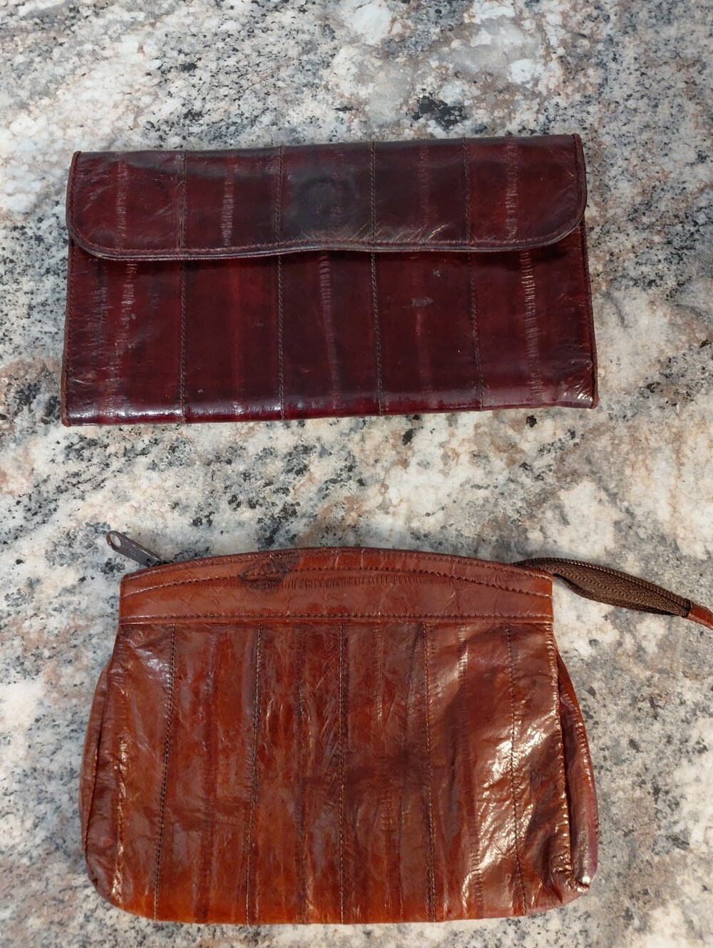 Women's Brown Eel Skin Wallet And Coin Purse